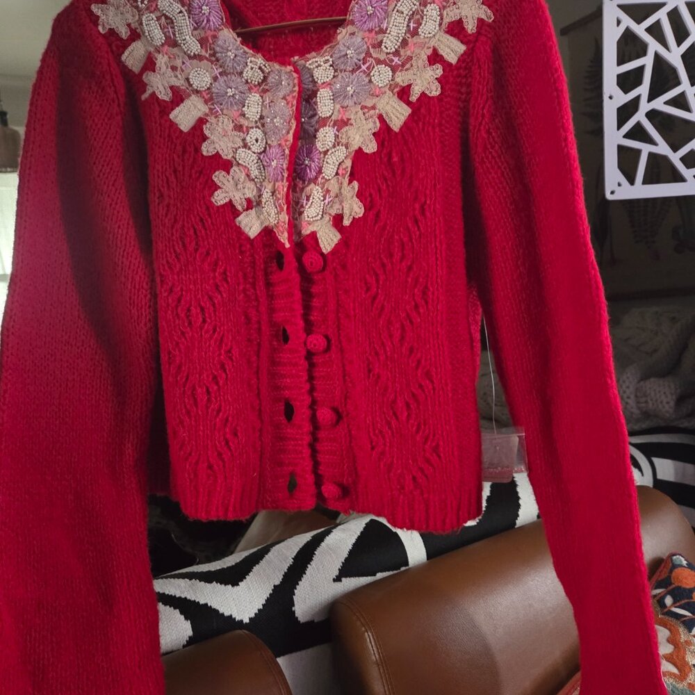 Free People One FP Pixie Cardi- Red sweater - L - NWOT - Picture 5 of 5